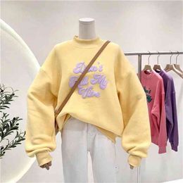 Oversized Harajuku hoodie Summer ladies pullover Regular sweatshirt women long sleeve tops 210805
