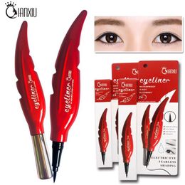 Röd fjäder eyeliner Vattentät Sweat-Proof Black Quick-Torka Tunn Head Vätska Ögonfartyg Makeup Eyeliner Adhesive Pen