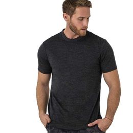 Men Merino Wool T Shirt Base Layer Tech Tee 100% 170gram Wicking Breathable Anti-Odor Size S-XXL 210714