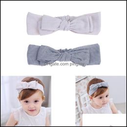 Baby, & Maternity1Pc Double Layer Grey Blue Striped Bow Knot Baby Hair Clasp Headbands Aessories Kids Children Girls Headwear Drop Delivery