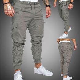 Autumn Men Pants Hip Hop Harem Joggers Pants Male Trousers Mens Solid Multi-pocket Cargo Pants Skinny Fit Sweatpants 211201