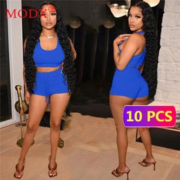 Women's Tracksuits Bulk Items Wholesale Lots Women Sexy Sportsuits Summer 2021 Vest And Booty Shorts Solid Cansual Two Piece Set Outfits M69