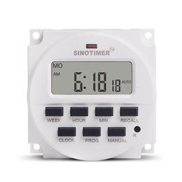 Timers TM618H-2 220V Digital Timer Switch 7 Days Weekly Programmable Time Relay Programmer Built-in Rechargeable Battery