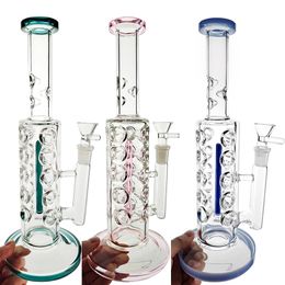 11 Inch Hookahs Glass Bong Inline Perc Heady Bongs 14mm Female Straight Tube Oil Dab Rig Fab Egg Water Pipes 5 Colours