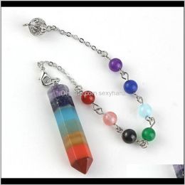 Rock Crystal 7 Chakra Stone Yoga Necklace Women Men Quartz Natural Dowsing Pendulum Chain Necklaces Reiki Beads Pendants Jewelr Qylmhw Qujd2