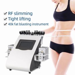 6 in 1 Ultrasonic Cavitation Liposuction 8 Pads Lipo Laser Vacuum RF Skin Tightening Body Shaping Slimming Machine Skin Care Salon Spa
