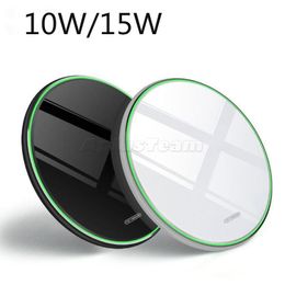 10W 15W Qi Wireless Charger Pad for IPhone 12 13 pro max mini 11 XS 8 Mirror Fast Charging Samsung S20 With Retail Box