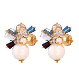 Wholesale Fashion Cute little Dangle Earrings High-quality Colourful Crystal Pearl Drop Earring Jewellery Accessories For Women