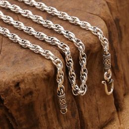 Chains BOCAI 2021 Real Solid Pure S925 Silver Jewelry Man And Woman Necklace Retro Classic Hand-woven Twist