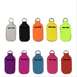 Sanitizer Bottle Holder Solid Neoprene Keyring Bags Blank Chapstick Hand Soap Cover Bag Girls Women Jewellery 55 Styles OEM Available DW5799