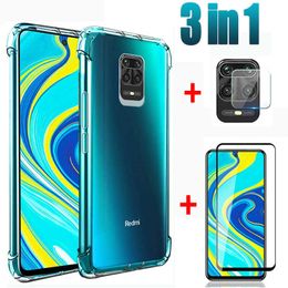 redmi 9 note UK - 3-in-1 Airbag Case + Glass + Lens For Xiaomi Redmi Note 9s Cover Shell For Redmi Note 9 pro max 9a 9c Protective Tempered Glass