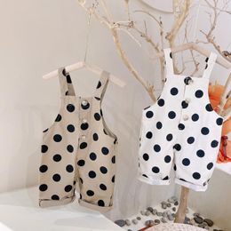 Jumpsuits Autumn Spring Kids Overalls Cotton Leisure Belt Baby Girl Pants Boys Jumpsuit Polka Dot Clothes Overall