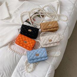 Crossbody Bag Pearl Beaded Shoulder Belt Design Small 2021 High Quality PU Leather Women's Handbag Chain