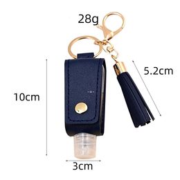 Party Favour Hand Sanitizer Holder With Bottle PU Leather Cover Tassel Keychain Portable Disinfectant Case Empty Bottles Holders RRA11935