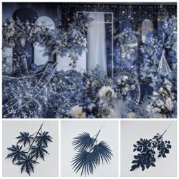 new Artificial Flowers Wedding Decor Dark Blue Series Various Styles Fern Grass Flower Row Road Materials Weddings Centrepieces EWA4480