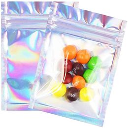 Aluminium Foil Bags Holographic Colour Resealable Smell Proof Bag Pouch Packaging for Food Coffee Tea Storage