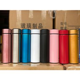 500ml Smart Water Bottle Double Wall Straight Tumbler Vacuum Insulated Cup Portable Coffee Mugs With LED Digital Temperature Display