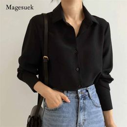 Female Turn-down Collar Loose Long Sleeve Blouses Simple Style Tops Women's Shirt Classic Chiffon Shirts Blusas 6830 50 210518