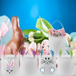 Wholesale Easter Bunny Basket Festive Sublimation Rabbit Ears Bucket Heat Transfer Coating Gift Snack Bag Festival Party Decor