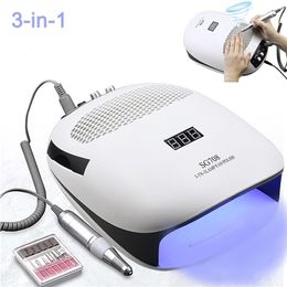 140W 3-IN-1Multifunction Nail Dust Vacuum Cleaner & Electric Drill &UV LED Lamp Manicure Machine For Salon Tool 220211