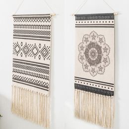 Tapestry Home Decoration Wall Cloth Tassel Hand-woven Cotton Painting Bedroom Living Room Background Cloth Blanket