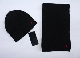 Hats & Scarves Sets Men Women Autumn Winter Brand Scarf Hat Two Piece Fashion Label Ski Knitted caps