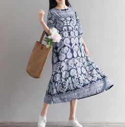 Summer Print Party Dress Women Elegant Button Down Long Shirt Dress Casual Long Sleeve Maxi Beach Dress Y0118