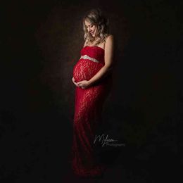 Don&Judy Sexy Maternity Dresses For Photo Shoot Lace Pregnancy Dress Photography Prop Maxi Gown Dresses For Pregnant Women 2022 AA220309