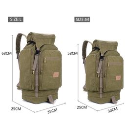 60L 80L Men Military Bag Tactical Backpack Canvas Army Bag Large Travel Camping Hiking Mountaineering Outdoor Sport Bag XA106D Y0803