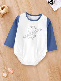 Baby Colorblock & Cartoon Graphic Bodysuit SHE