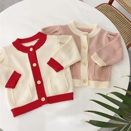 Fashion Baby Girl Knitted Clothes Kids Girls Sweater Knit Cardigan Jacket Baby Sweater Coat Girls Cardigan 210413