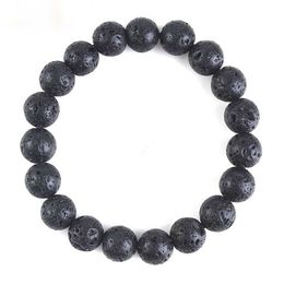 Bracciale da donna in pietra naturale con roccia lavica Bracciale elastico con perline Chakra Yoga