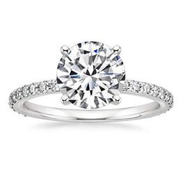 Cluster Rings EAMTI 925 Sterling Silver For Women 1.25 CT Round Solitaire Cubic Zirconia Engagement Ring Promise Size 4-12