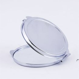 NCCDIY Makeup Mirrors Iron 2 Face Sublimation Blank Plated Aluminium Sheet Girl Gift Cosmetic Compact Mirror Portable Decoration CCE7745