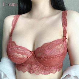 NXY sexy set Logirlve Ultrathin Bra Brassiere Sexy Underwear Plus Size D E Cup Embroidery Women Lingerie White Lace Bras Hollow out 1202