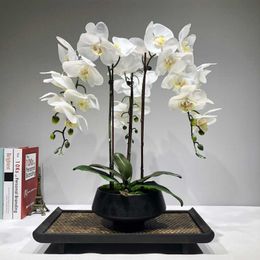 Large Artificial orchid flower arrangement PU real touch hand feeling floor Table Decoration home high quality bouquet no vase 210624