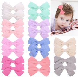 Cotton 3.6 inch Bow with Clip Child Baby Girl Boutique Hair Bows Handmade Hair Clips Barrettes Kid Hair Accessories
