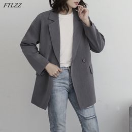 Spring Elegant Women Turn-down Collar Single Breasted Solid Blazer Coat Office Lady Plaid Long Sleeve 210423