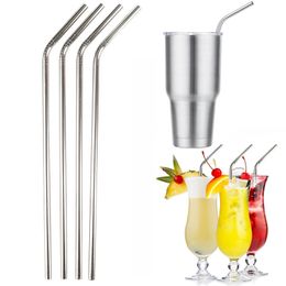 Stainless Steel Straw Silver Bent And Straight Straw Eco Friendly Reusable Drinking Straws Party Wedding Bar Drinking Tools