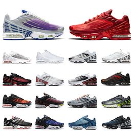 clear men cream Canada - TN Plus 3 Tuned Running Shoes Mens White Black Purple Nebula Hyper Blue Crimson Red Neon Trainers Sports Sneakers