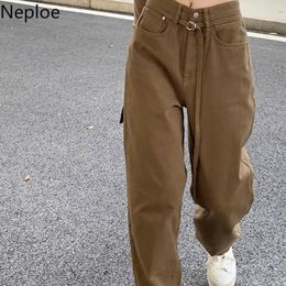 Women's Jeans Neploe 2021 Bottoms High Waist Women Korean Fashion Wide Leg Pants Streetwear Slim Fit Straight Trouser Pantalon Femme