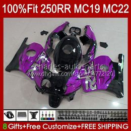 Body Kit Injection For HONDA MC19 CBR 250RR 250 RR CC 250R 88 89 Bodywork 112HC.222 CBR250RR 1988 1989 CBR250 RR CC 1988-1989 CBR 250CC 88-89 OEM Fairing purple black