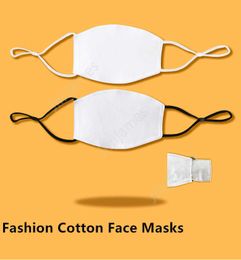 Adult Kids Blank Sublimation Face Masks With Philtre Pocket Can Put PM2.5 Gasket Adjustable Earloop Cotton Mask for Transfer Print DAJ378