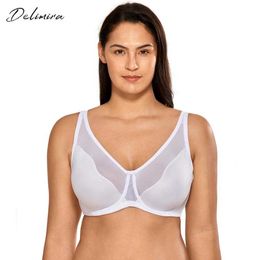 Women's Full Coverage Comfort V-neck Non Padded Minimizer Underwire Bra 210623