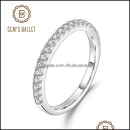 Solitaire Ring Rings Jewelry Gems Ballet 925 Sterling Sier Half Eternity Wedding Band Real Moissanite For Women Fine 1.5Mm Ef Color Y1124 Dr