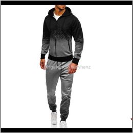 Tracksuits Clothing Apparel Drop Delivery 2021 Autumn Winter European And American Mens Paint Splash Color Gradual Change Printing Design Cas