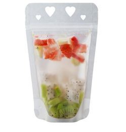 Straw Drinking Bag Drinkware Plastic Drinking With Frosted Transparent Bag Stand-up Pouches Outdoor Zipper Bags Juice