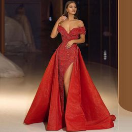 Casual Dresses Sexy Off Shoulder Sleeveless Backless Long Maxi Dress Prom Wedding Evening Party Women Elegant High Slit Red Mermaid