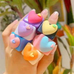 Colourful Contrast Geometric Square love Resin Acrylic Rings for Women Girls Party Travel Summer Jewellery Gifts