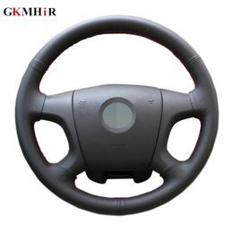 GKMHiR DIY Hand-stitched Black Artificial Leather Car Steering Wheel Cover for Skoda Octavia 2005-2009 Fabia 2005-2010